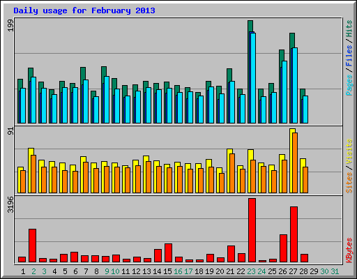 Daily usage for February 2013