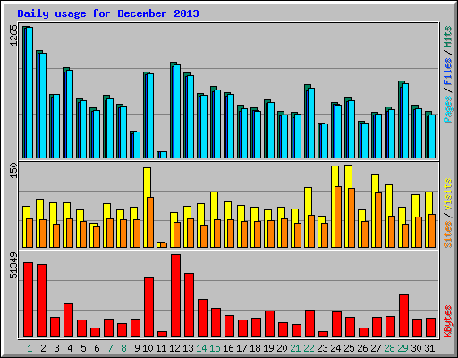 Daily usage for December 2013