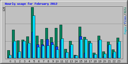 Hourly usage for February 2012
