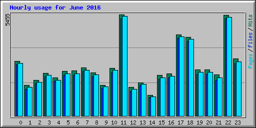 Hourly usage for June 2016