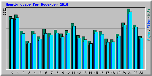 Hourly usage for November 2016